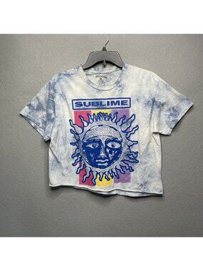 Sublime Cropped Tie-Dye Band T-Shirt Sun Logo Graphic Medium